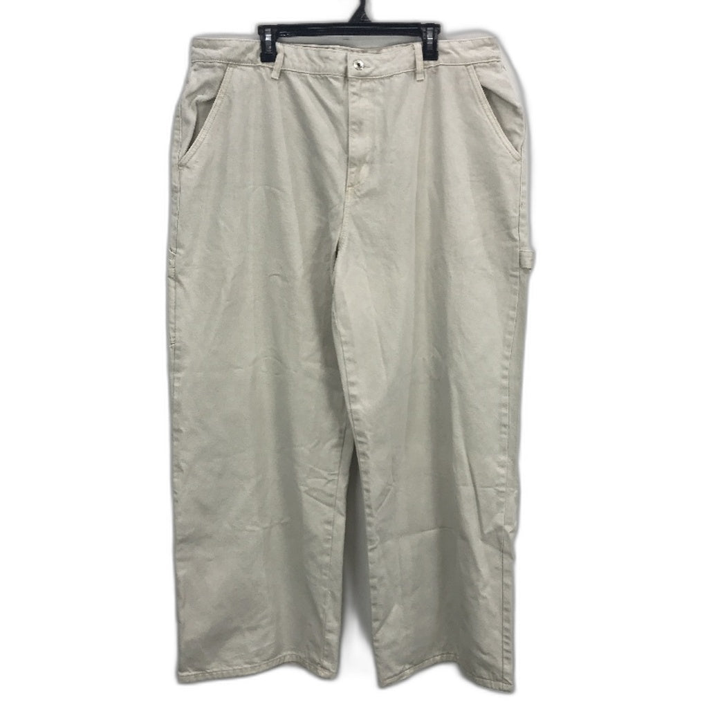 Cotton On Beige Curve Carpenter Wide Leg Denim Jeans Ladies Size 18 NEW