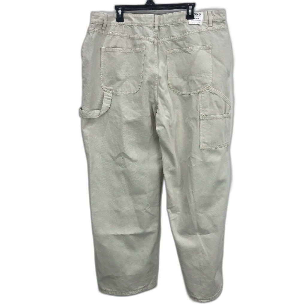 Cotton On Beige Curve Carpenter Wide Leg Denim Jeans Ladies Size 18 NEW