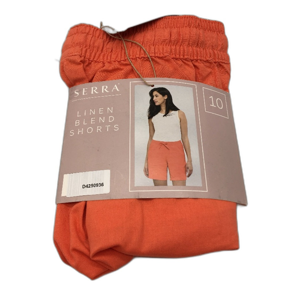 Serra Linen Blend Coral Elastic Waisted Shorts Ladies Size 10 NEW