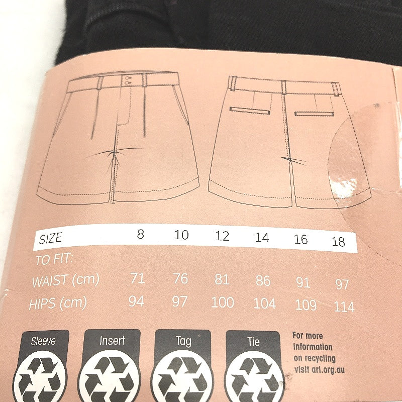 Serra Black Ckassic Style Double Button Stylish Denim Shorts Ladies Size 8 NEW