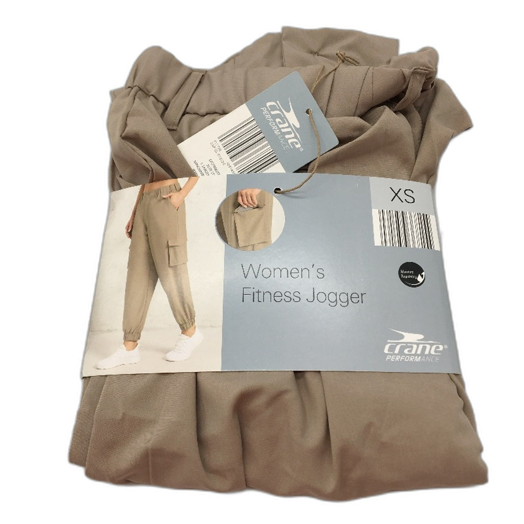 Crane Performance Beige Side Pocket Fitness Jogger Pants Ladies Size XS NEW