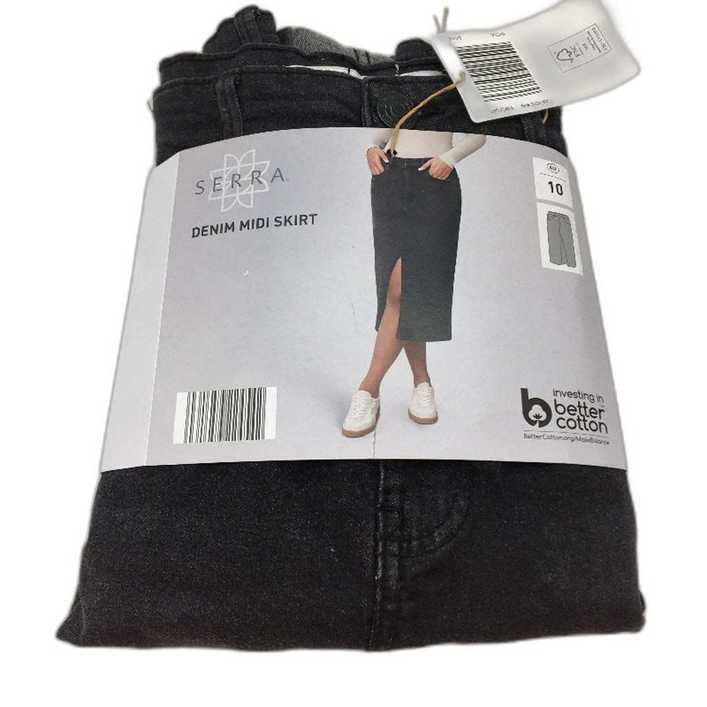 Serra Relaxed Fit Classic Midi Denim Front Split Skirt Ladies Size 10 NEW