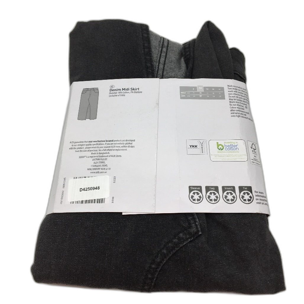 Serra Relaxed Fit Classic Midi Denim Front Split Skirt Ladies Size 10 NEW