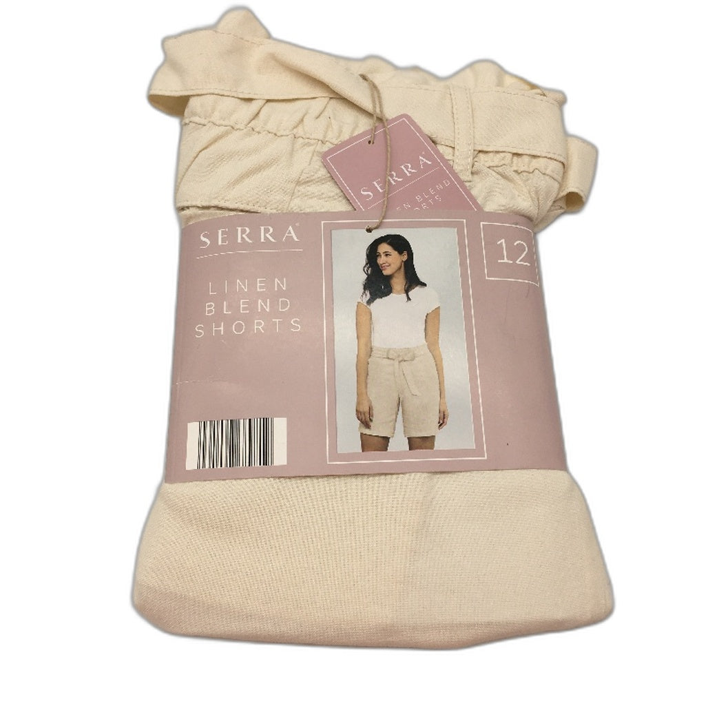 Serra Womens Cream Linen Blend Belted Waist Shorts Ladies Size 12 NEW