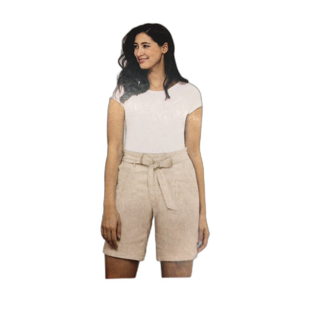 Serra Womens Cream Linen Blend Belted Waist Shorts Ladies Size 12 NEW
