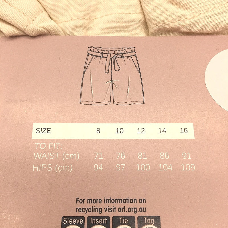 Serra Womens Cream Linen Blend Belted Waist Shorts Ladies Size 12 NEW