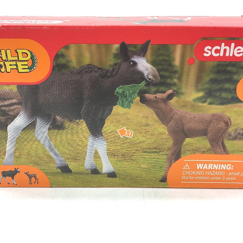 Schleich 3 Piece Wild Life 1:1 Canadian Moose & Baby Set 42629 NEW