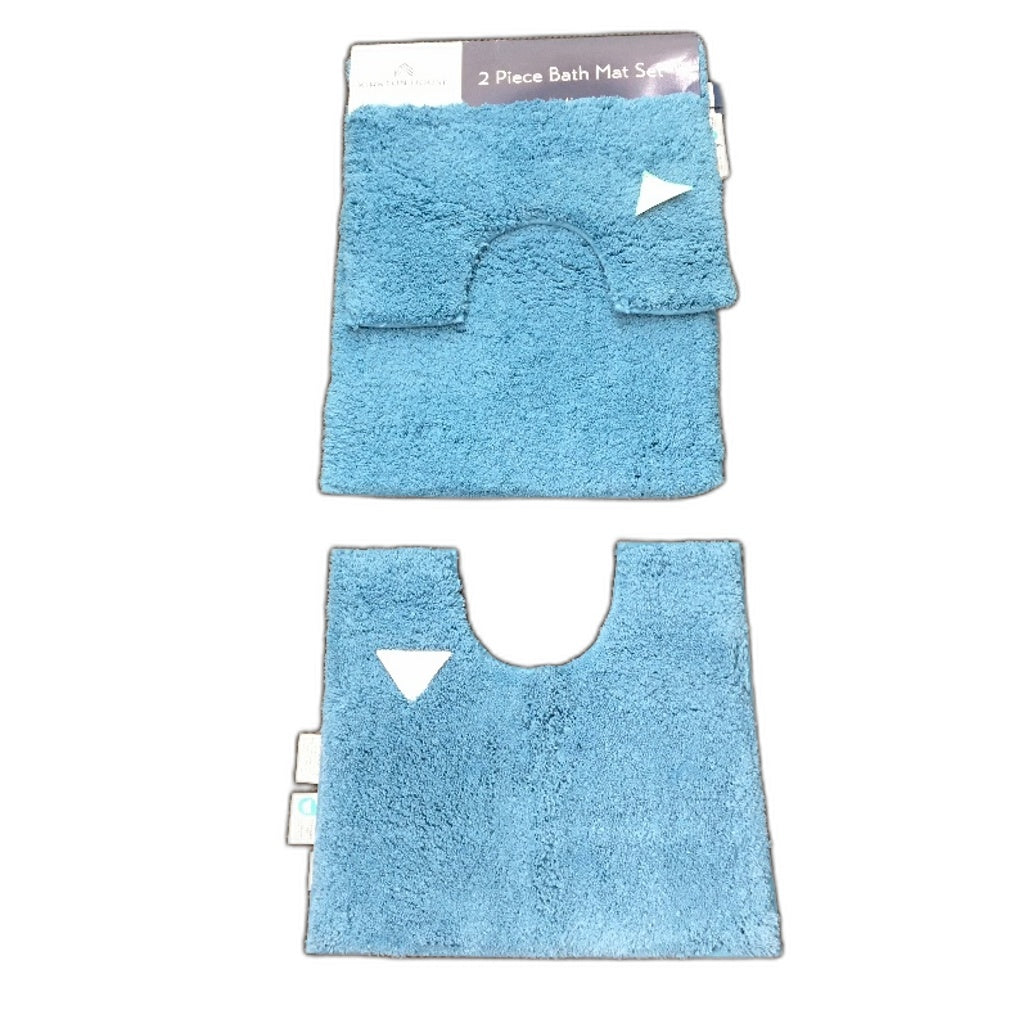 Kirkton House 3pc Soft Plush Blue Bath Mat Sets NEW