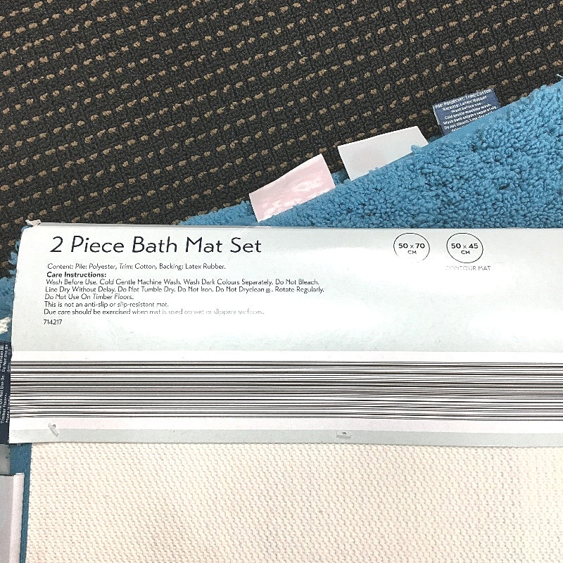 Kirkton House 3pc Soft Plush Blue Bath Mat Sets NEW
