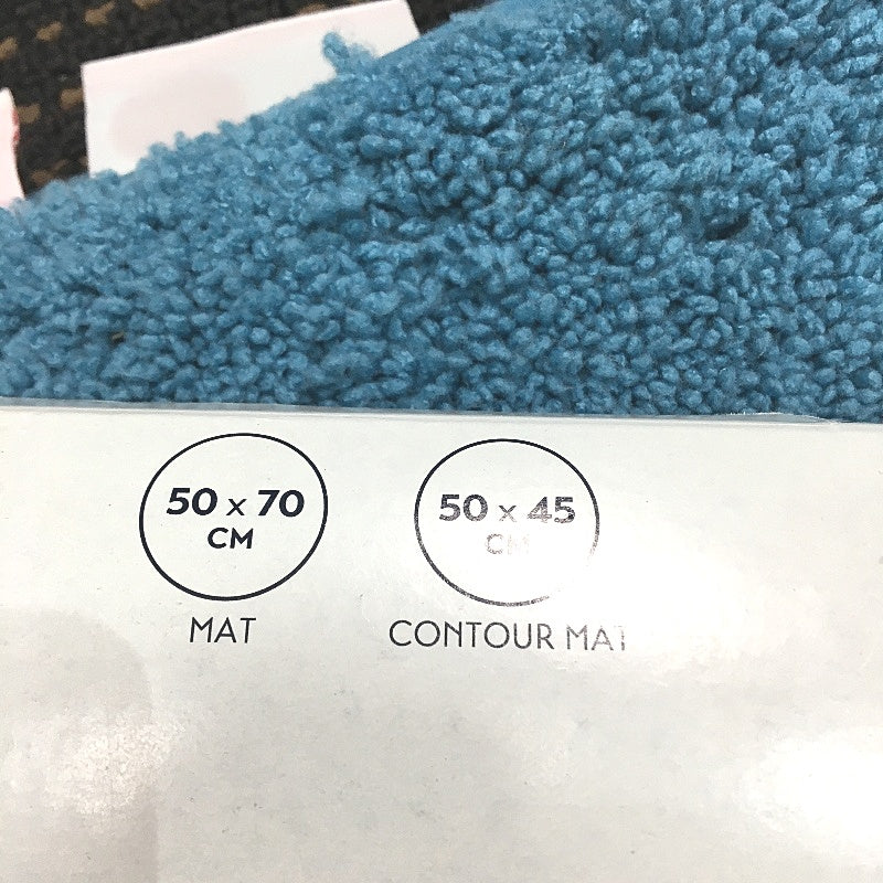 Kirkton House 3pc Soft Plush Blue Bath Mat Sets NEW