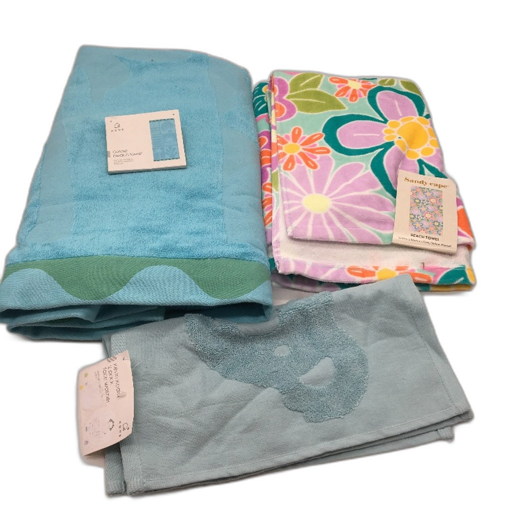 Sandy Cape & Target 4pc Assorted Blue Beach Towels and Face Washers NEW