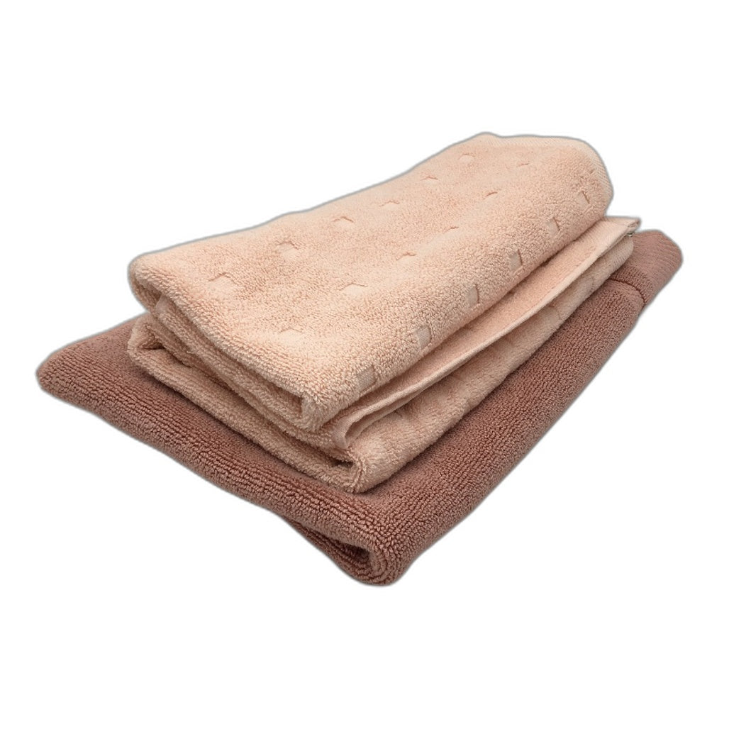 Kirkton House 3pc Assorted Cotton Pink Hand Towels and Bath Mat NEW