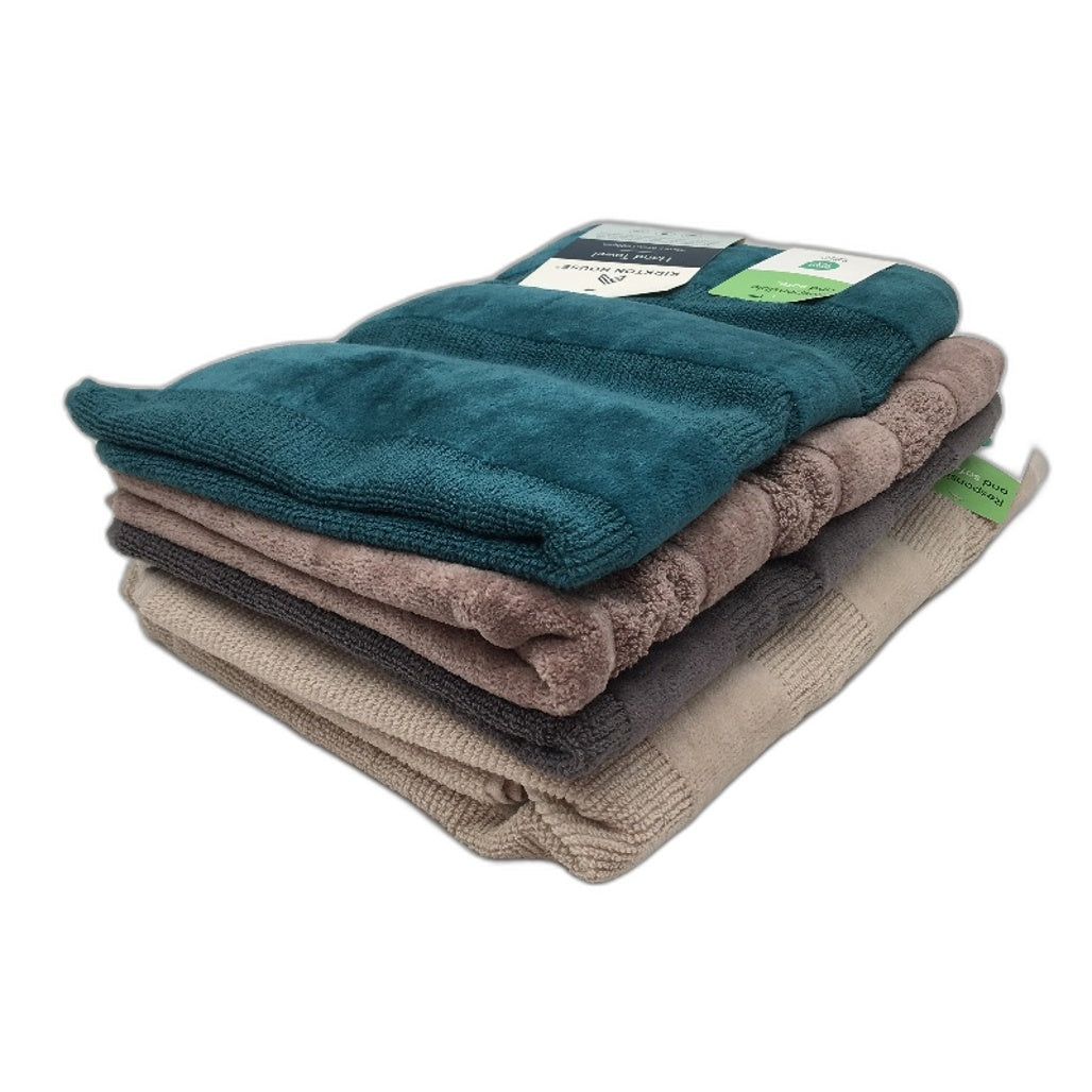 Kirkton House 4pc Assorted Multicoloured Velour Stripe Bath and Hand Towels NEW