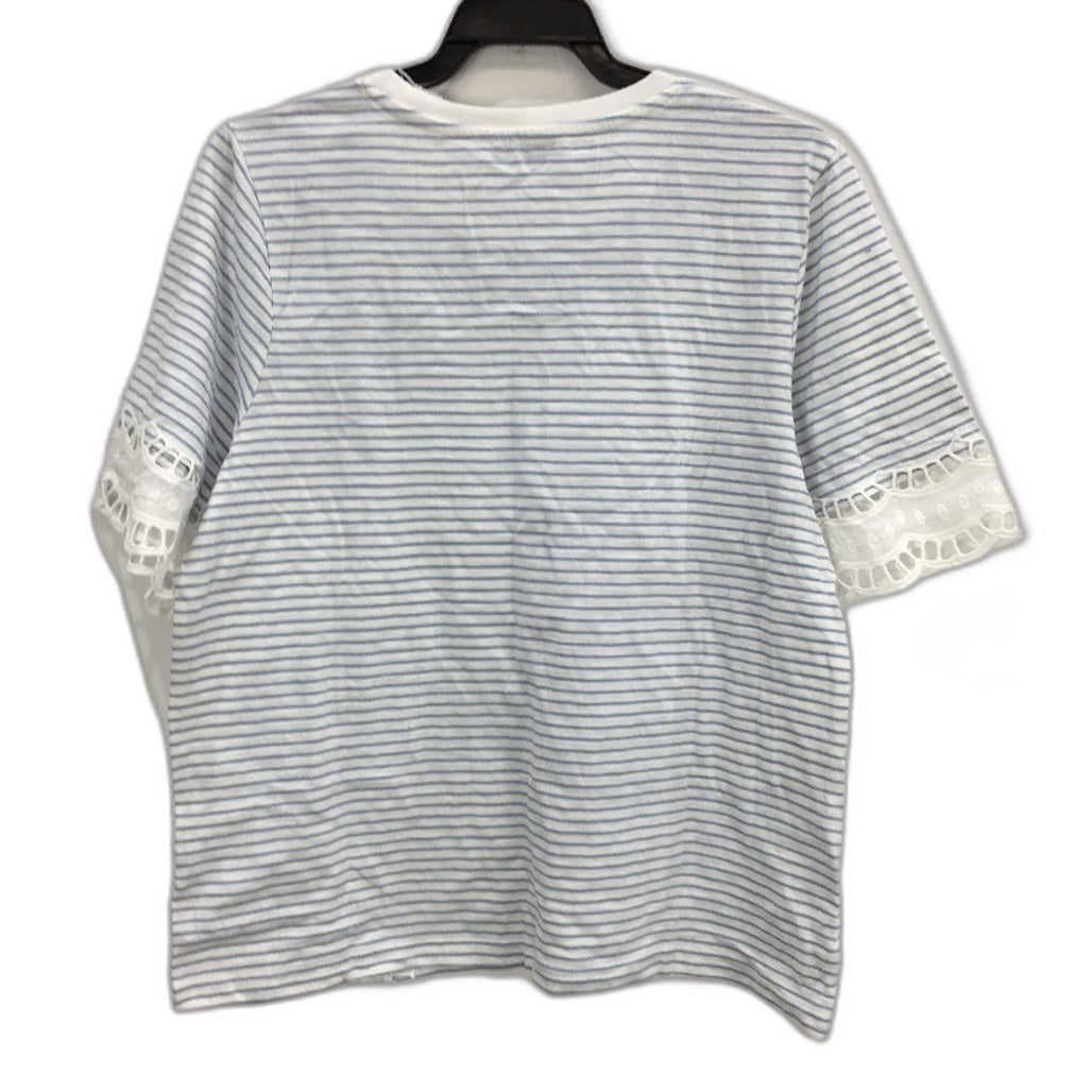 Just Jeans Freya Blue and White Striped Lace Cotton Tee Ladies Size Small NEW