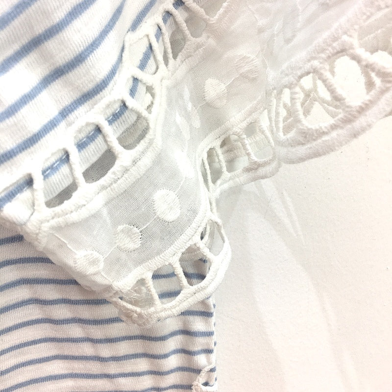 Just Jeans Freya Blue and White Striped Lace Cotton Tee Ladies Size Small NEW