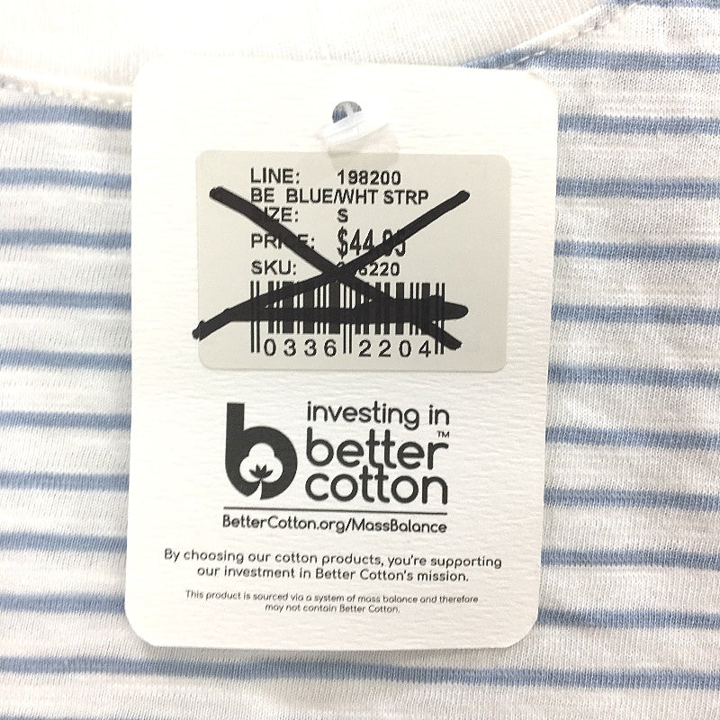 Just Jeans Freya Blue and White Striped Lace Cotton Tee Ladies Size Small NEW