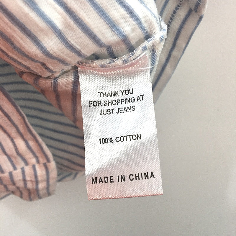Just Jeans Freya Blue and White Striped Lace Cotton Tee Ladies Size Small NEW