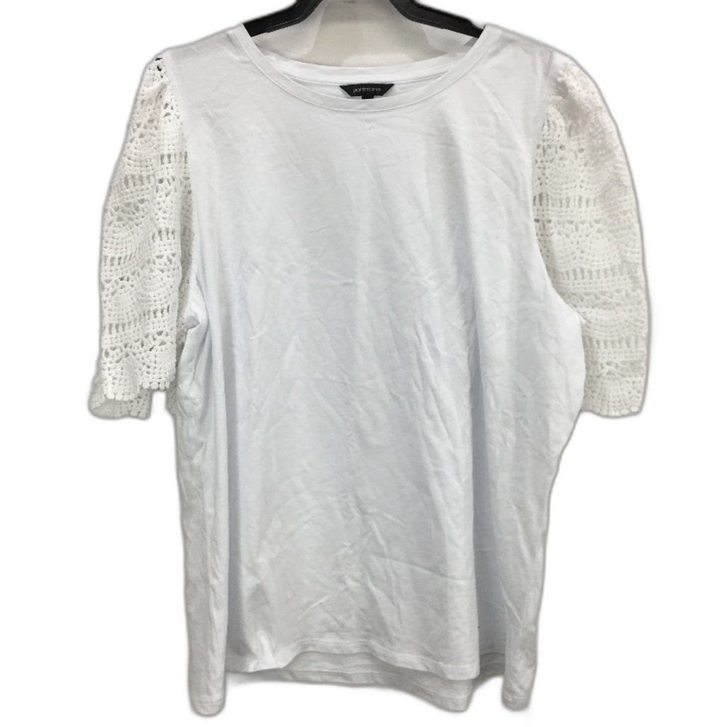 Portmans Celine Cotton Crochet Short Sleeve Tee Shirt Ladies Size 2XL NEW