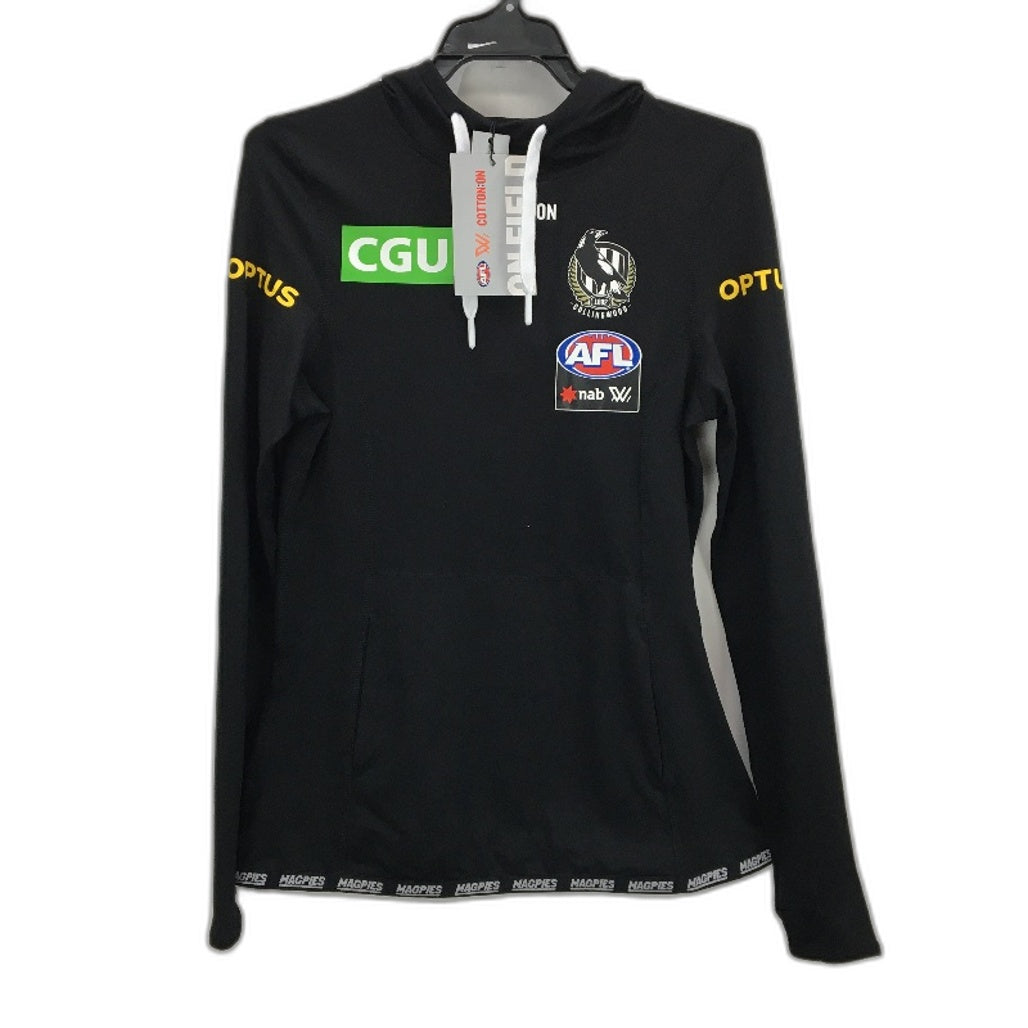 AFL Collingwood Magpies Thin Pullover Exercise Hoodie Ladies Size XS NEW