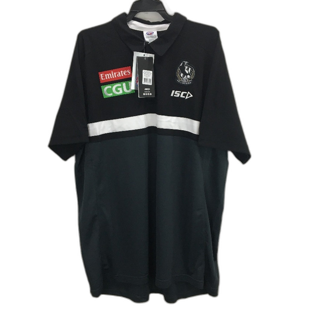 AFL Collingwood Magpies Performance Polo Shirt Mesh Mens Size Medium NEW