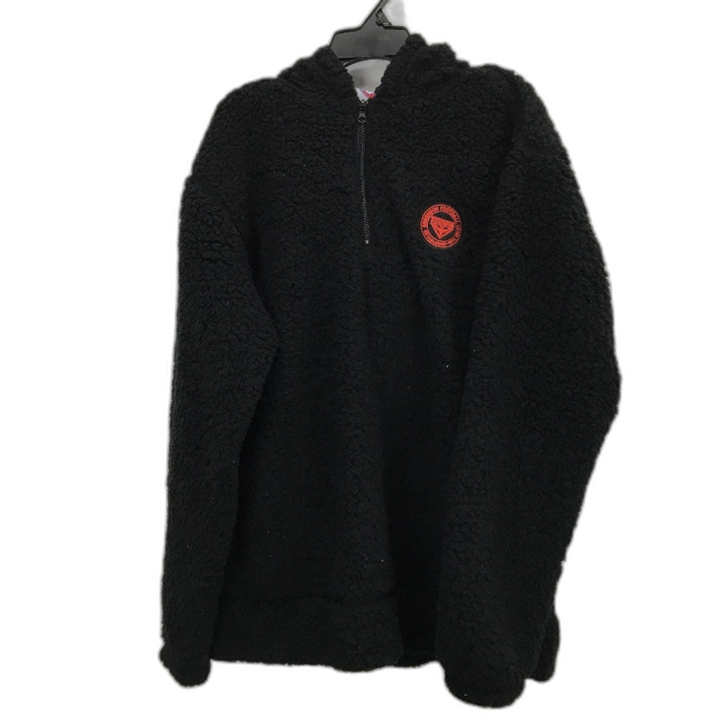 AFL Essendon Bombers Black Fluffy Hooded Quarter Zip Pullover Unisex Size M NEW