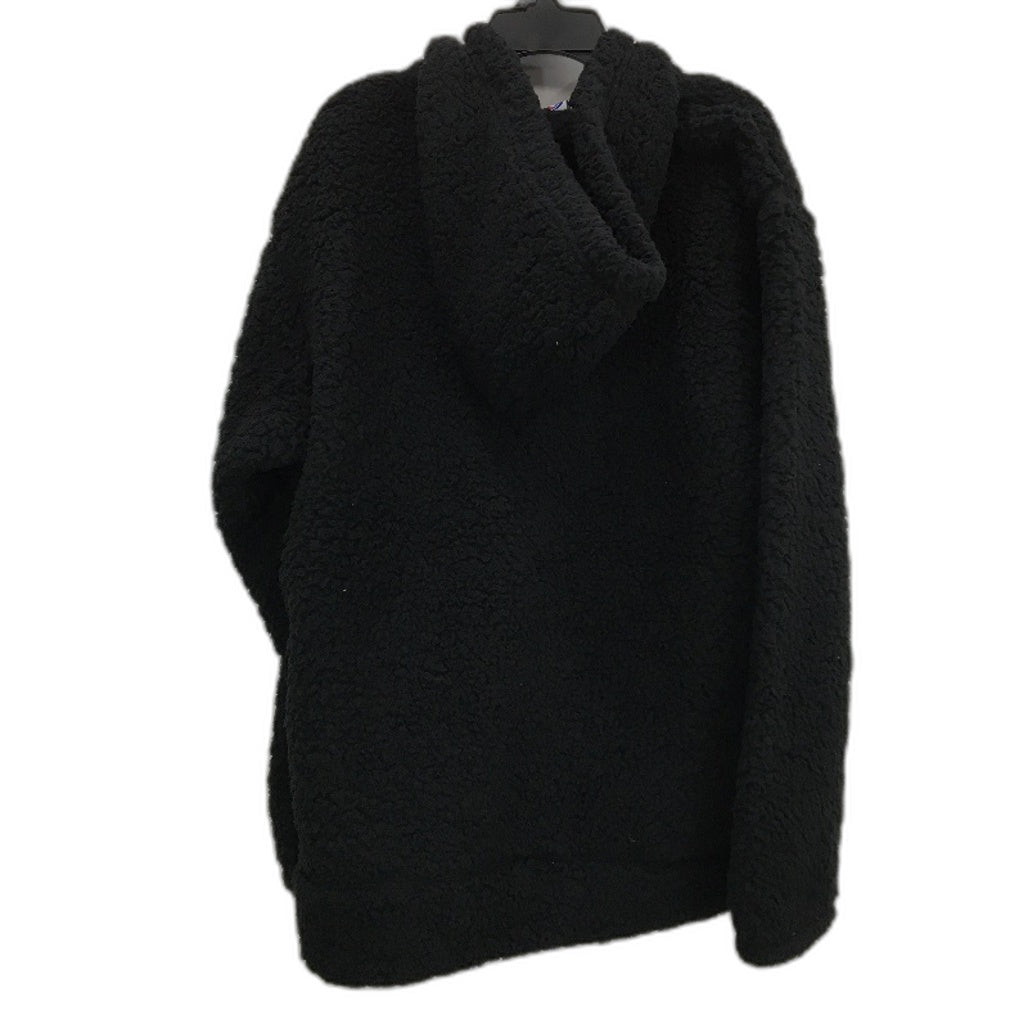 AFL Essendon Bombers Black Fluffy Hooded Quarter Zip Pullover Unisex Size M NEW