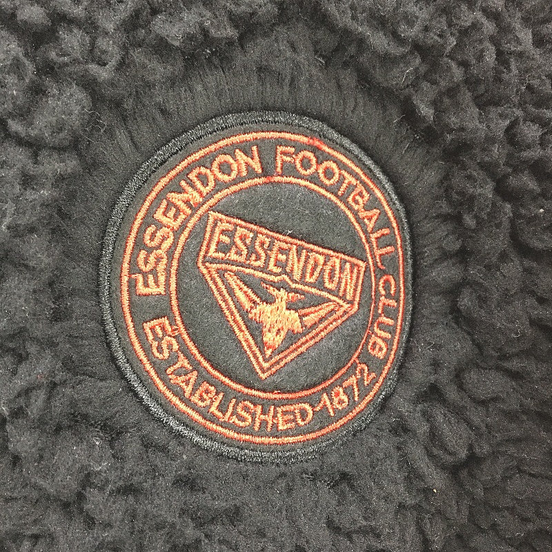 AFL Essendon Bombers Black Fluffy Hooded Quarter Zip Pullover Unisex Size M NEW