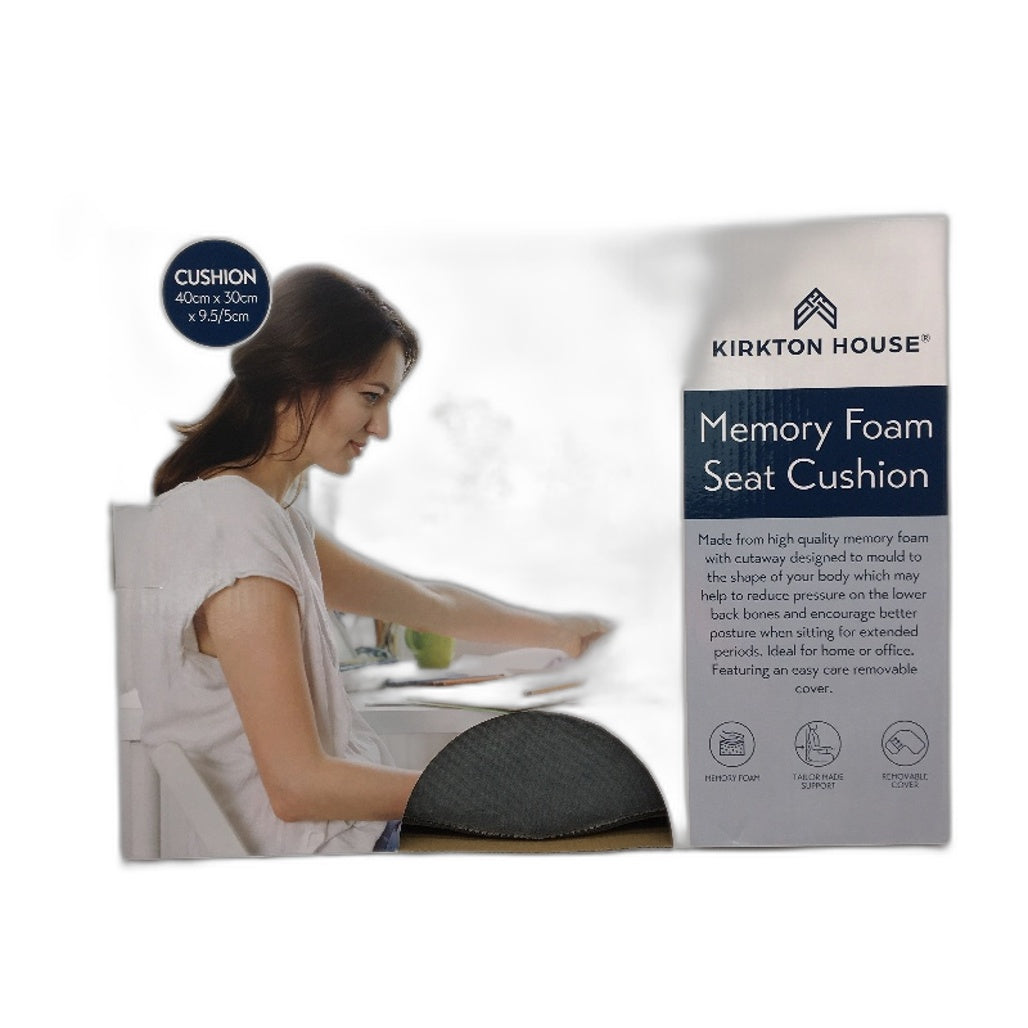 Kirkton House Memory Foam Grey Removable Valour Cover Seat Cushion NEW