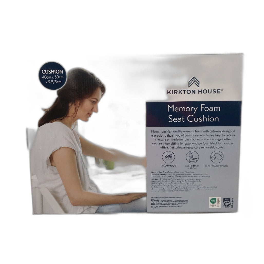 Kirkton House Memory Foam Grey Removable Valour Cover Seat Cushion NEW