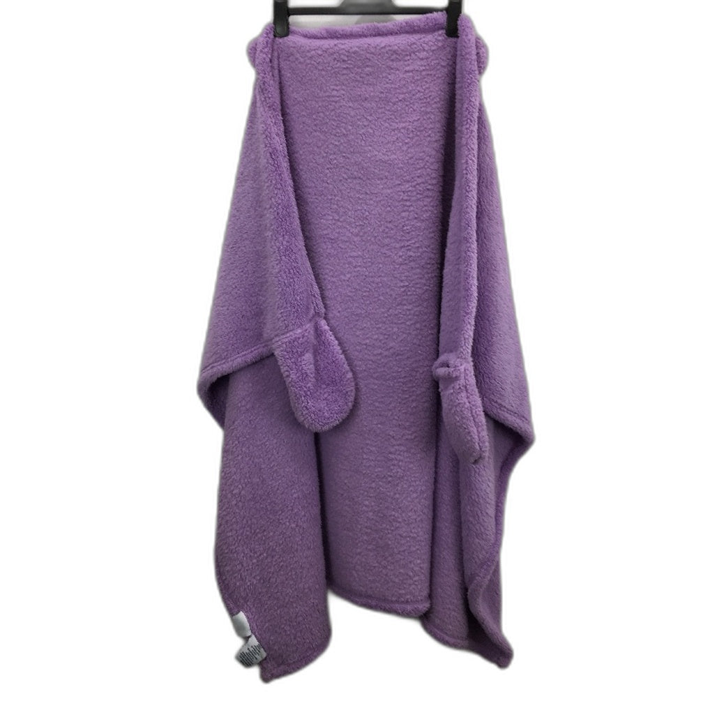 Kirkton House Kids Purple Owl Animal Hooded Soft Plush Sherpa Blanket NEW