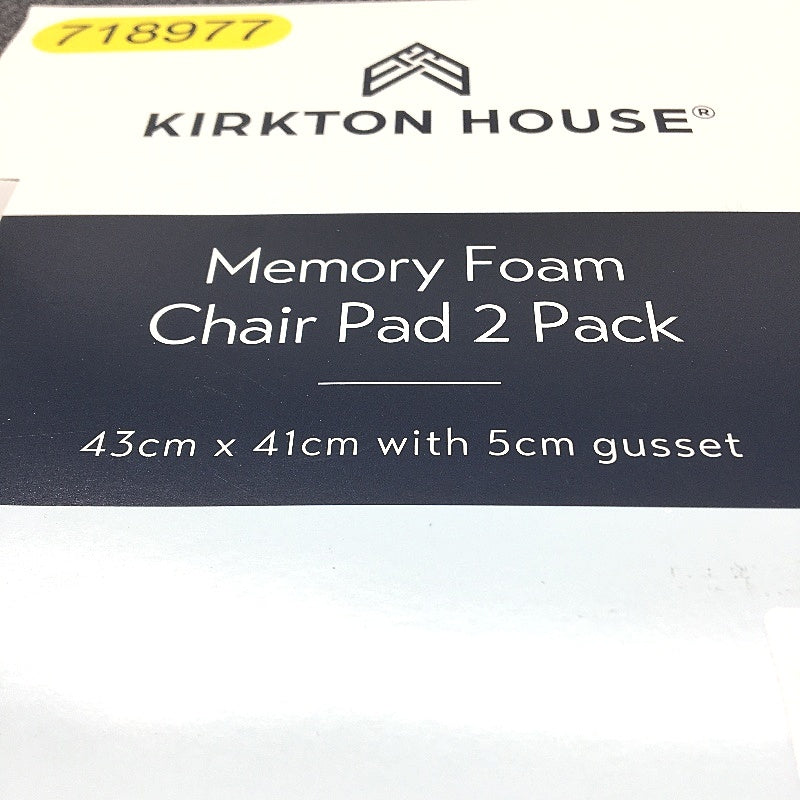 Kirkton House 2Pk Indoor Collection Memory Foam Grey Chair Pad 43 x 41cm NEW