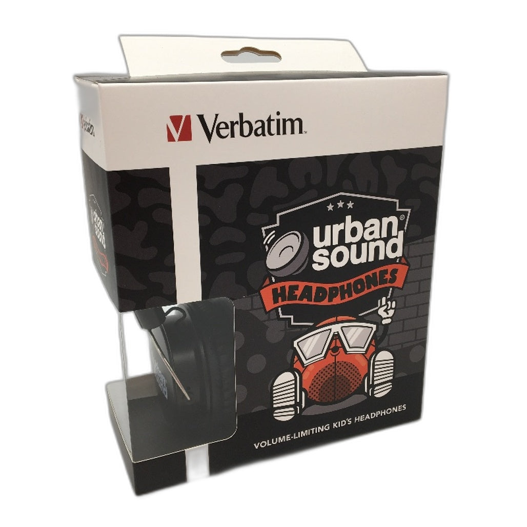 Verbatin Urban Sound Volume Limiting 3.5mm Kids Black Headphones NEW