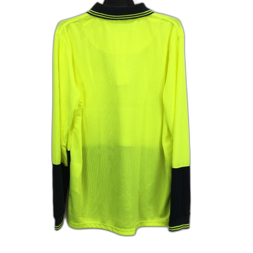 Workzone Green Hi-Vis Safety Collared Polo Long Sleeve Work Shirt Mens Sz M NEW