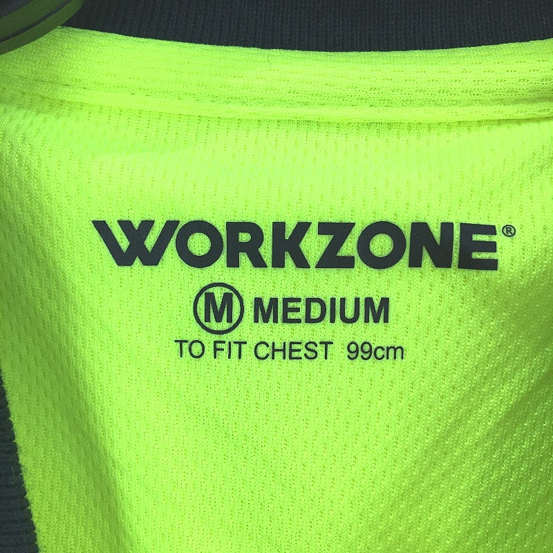 Workzone Green Hi-Vis Safety Collared Polo Long Sleeve Work Shirt Mens Sz M NEW