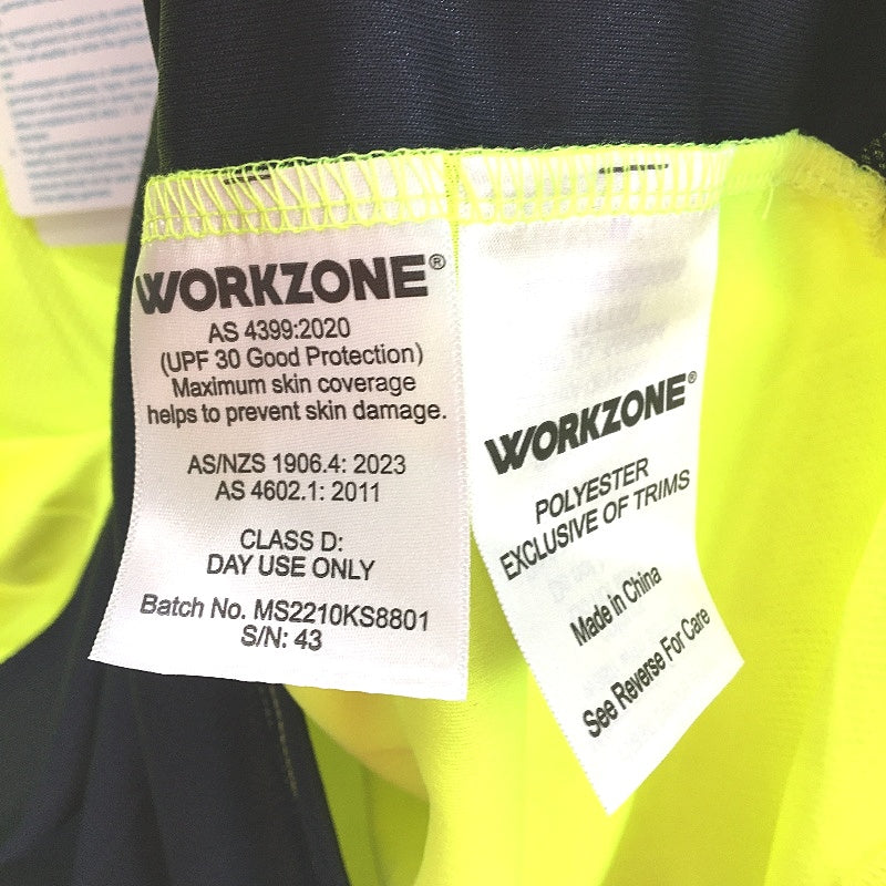 Workzone Green Hi-Vis Safety Collared Polo Long Sleeve Work Shirt Mens Sz M NEW