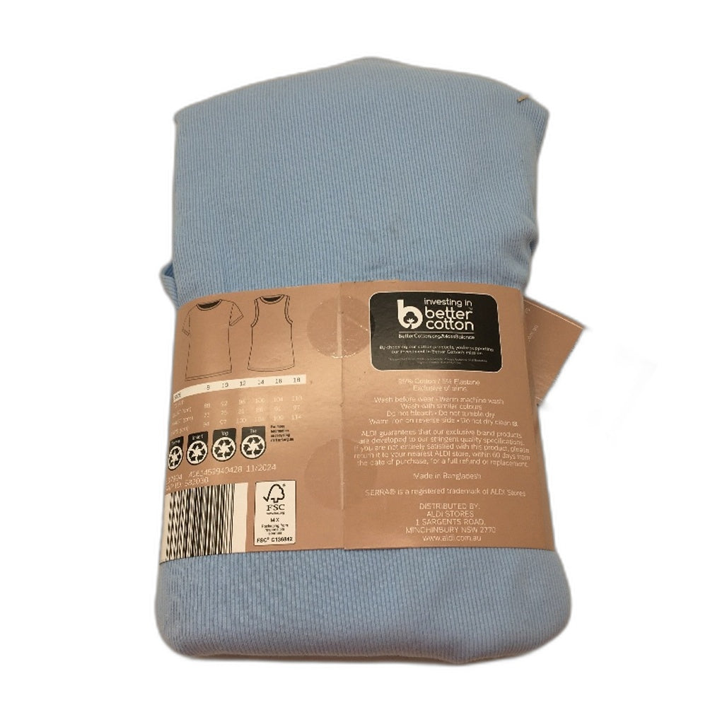 Serra 2 Pcs Blue & Black Cotton Blend Tee & Singlet Set Pack Ladies Size 10 NEW