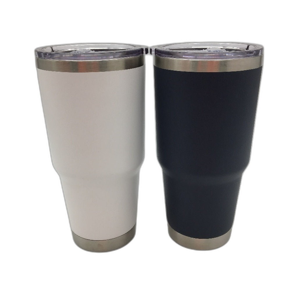 2 Pack Navy & White Large Travel Tumblers With Lid NEW Sample