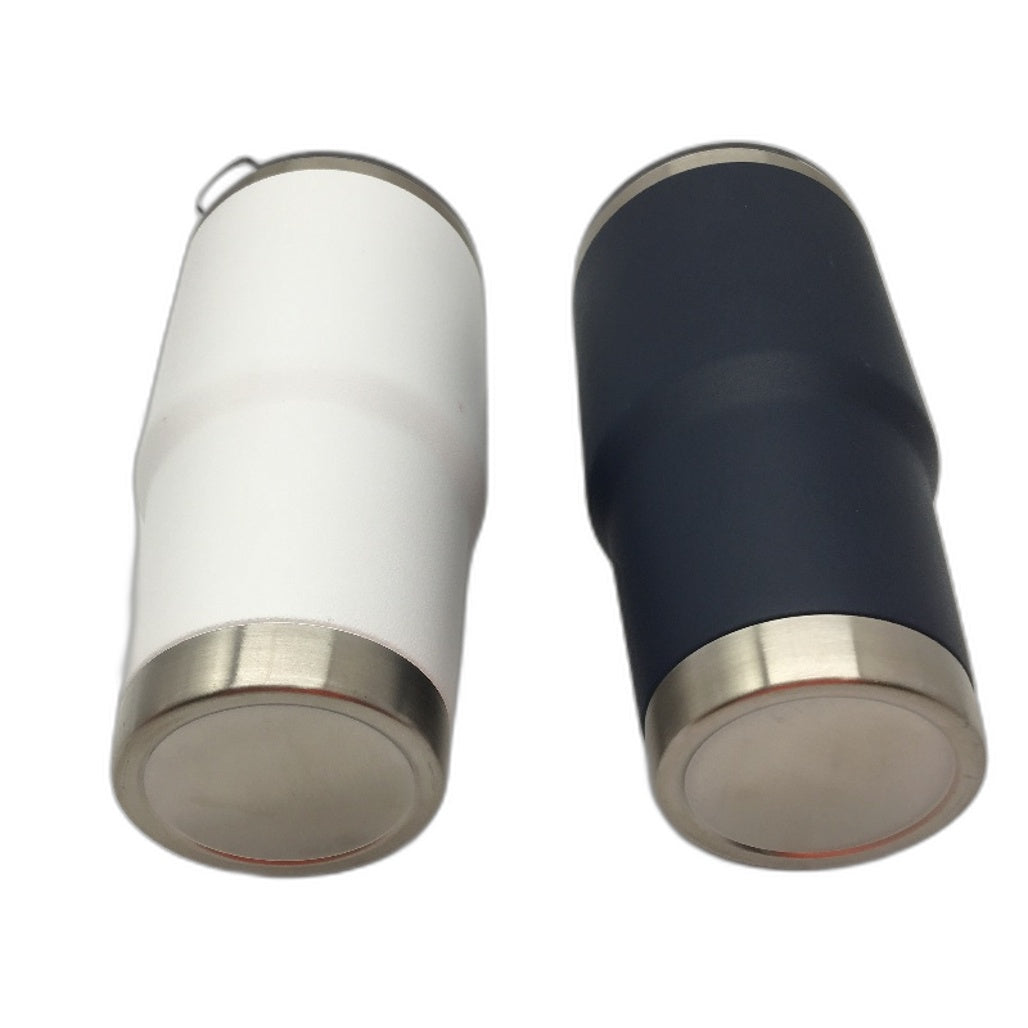 2 Pack Navy & White Large Travel Tumblers With Lid NEW Sample