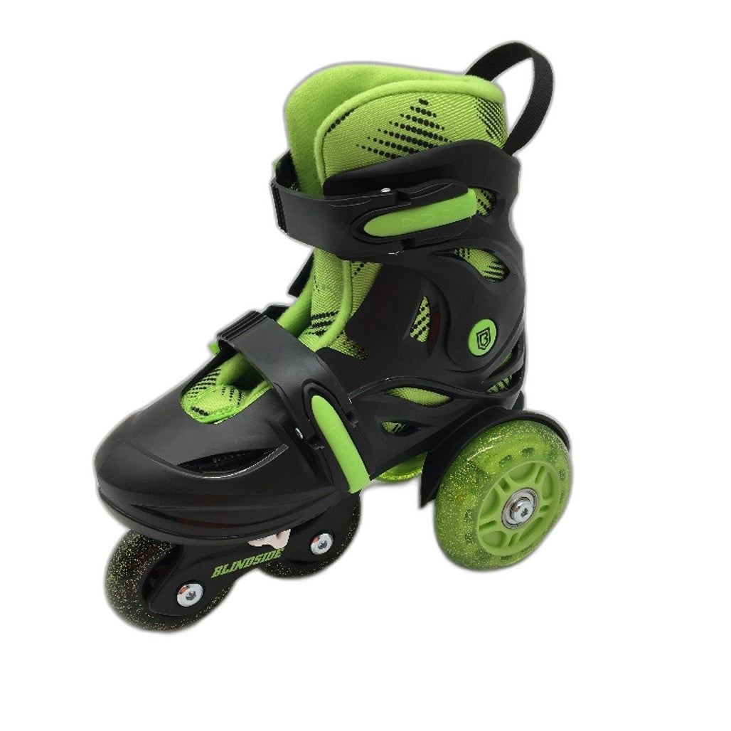 Black & Green Training Skates Roller Blades Adjustable Childrens Size XS NEW