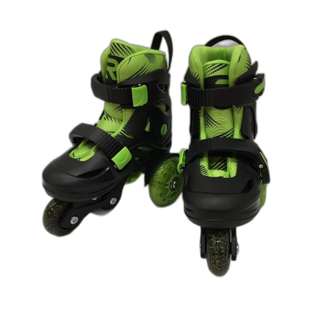 Black & Green Training Skates Roller Blades Adjustable Childrens Size XS NEW