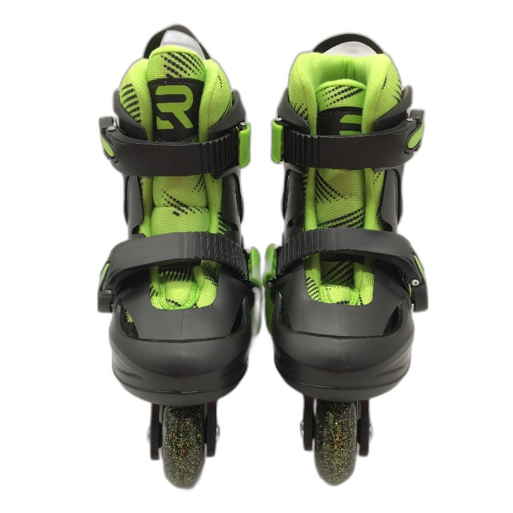 Black & Green Training Skates Roller Blades Adjustable Childrens Size XS NEW