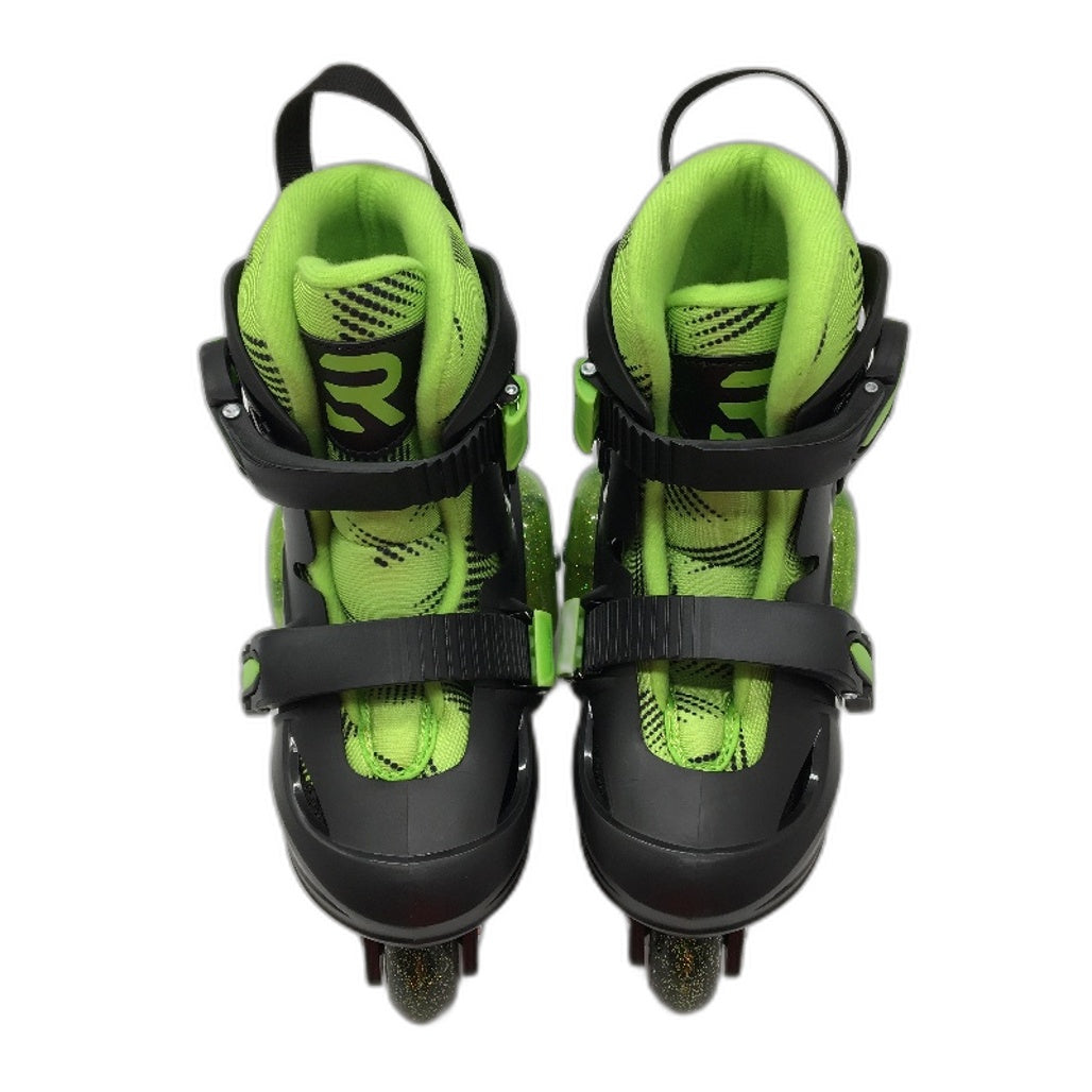 Black & Green Training Skates Roller Blades Adjustable Childrens Size XS NEW