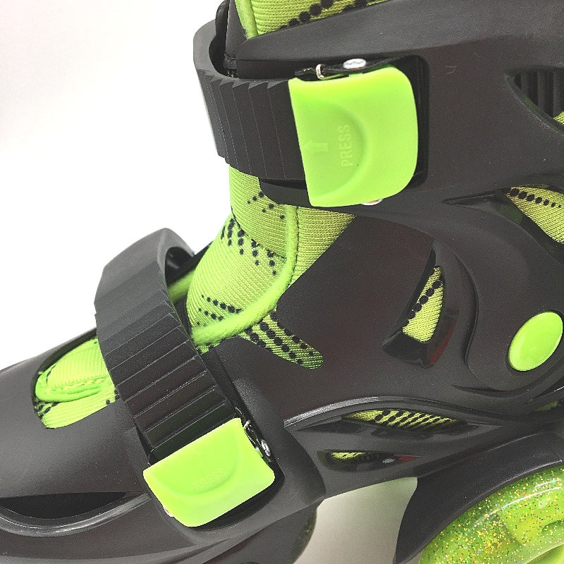 Black & Green Training Skates Roller Blades Adjustable Childrens Size XS NEW