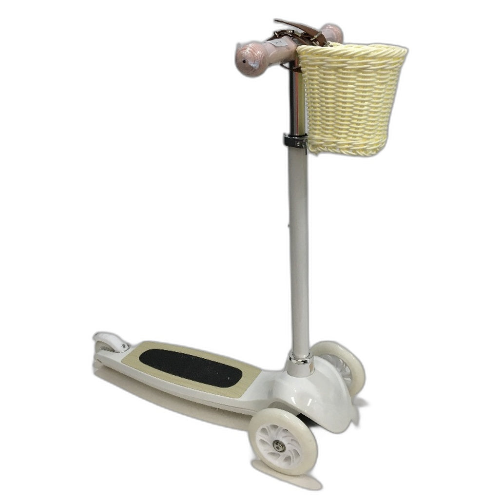 Multicoloured Three Wheel Tri Scooter With Detachable Basket For Kids