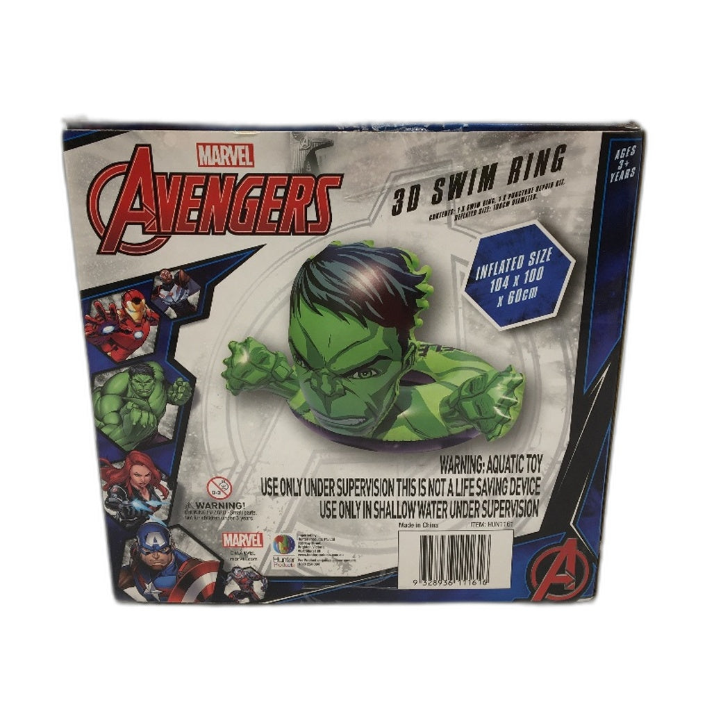 Marvel Avengers Aquatic Toy The Hulk 3D Sculpted Kids Swim Ring  Age 3+ NEW