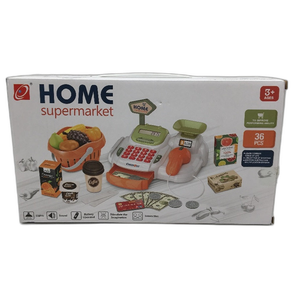 PanKome Pretend Play Home Supermarket Grocery Store Cash Register Toy 36 Pcs Set