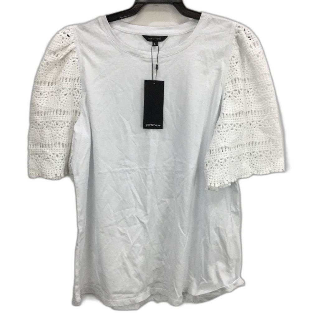 Portmans White Lace Detailed 100% Cotton Short Sleeve TShirt Ladies Size Large