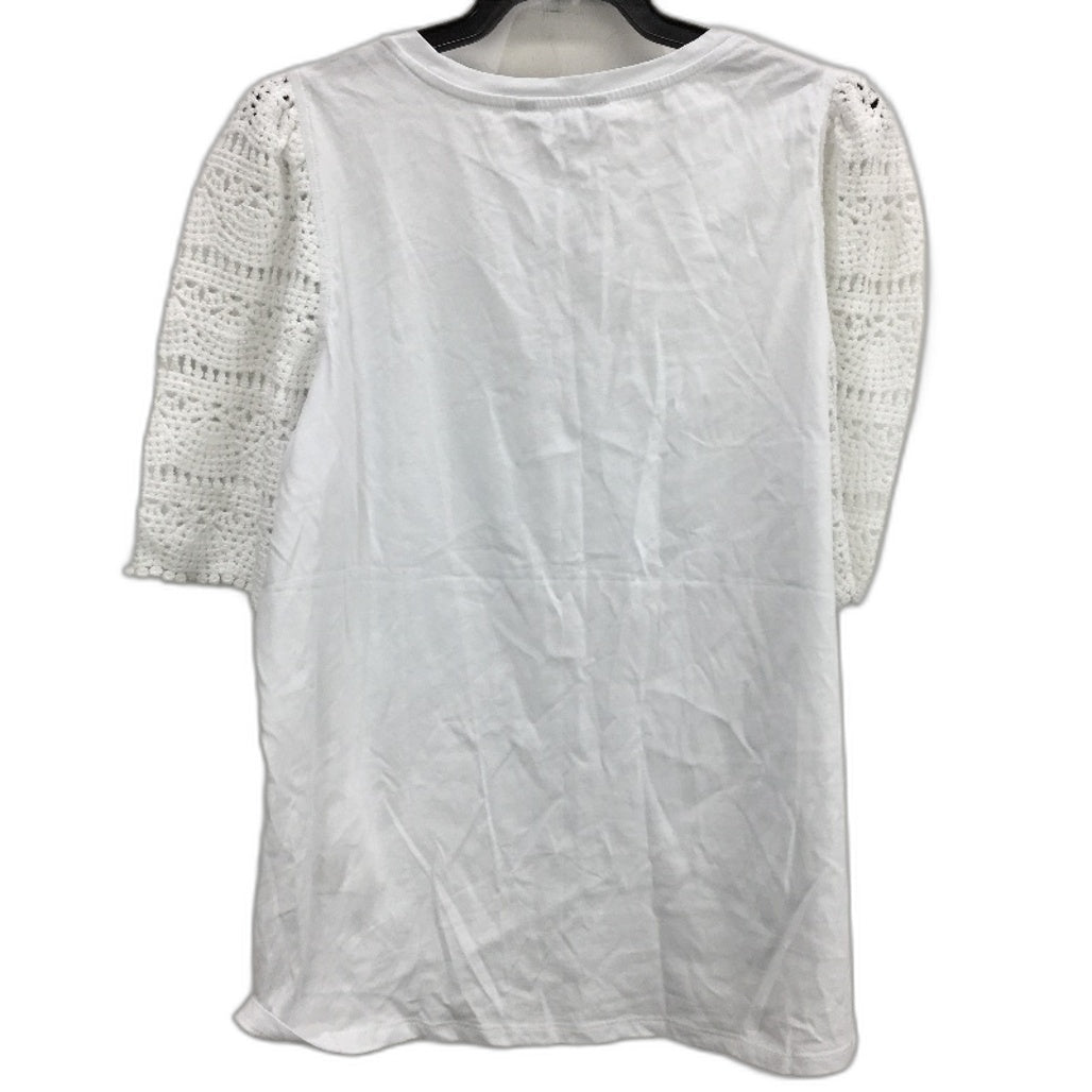 Portmans White Lace Detailed 100% Cotton Short Sleeve TShirt Ladies Size Large