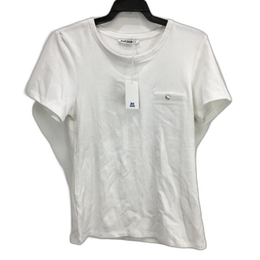 Just Jeans Simply White Faux Front Pocket Basic Cotton Tee Ladies Size S
