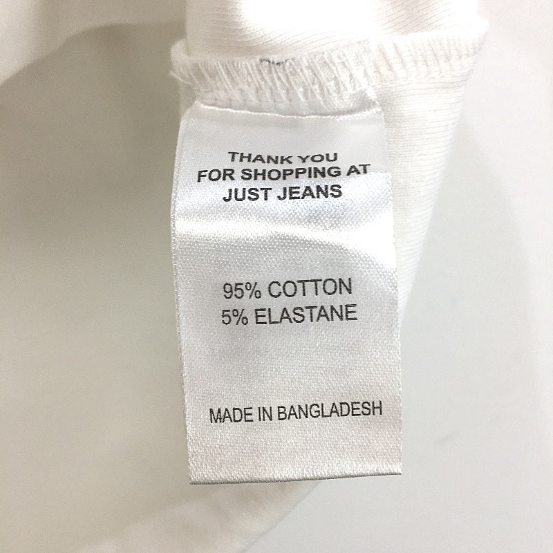 Just Jeans Simply White Faux Front Pocket Basic Cotton Tee Ladies Size S